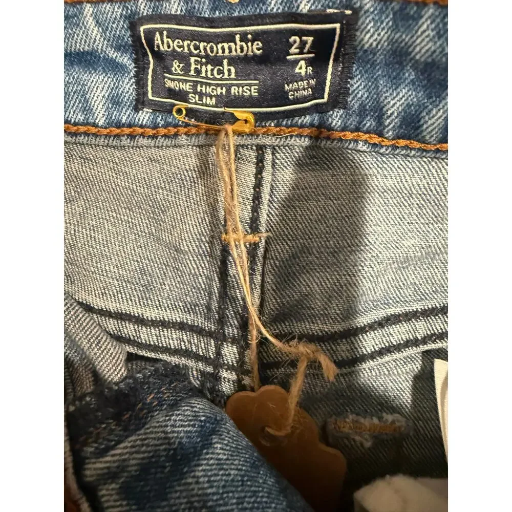 Abercrombie & Fitch Women's Simone High Rise Slim Distressed Blue Jeans SZ 27/4R